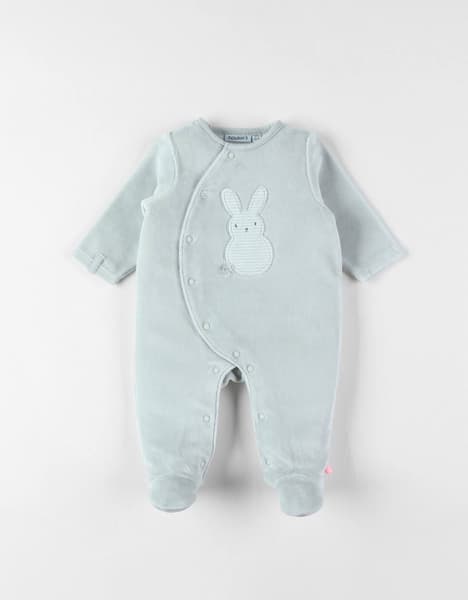Noukies - 1 mois Pyjama en velours côtelé lapin turquoise - Noukies
