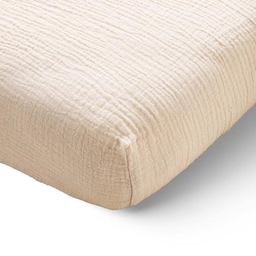 Petite Amélie - Petite Amélie Drap-housse pour berceau cododo Nuage | Gaze de coton bio | Beige | 40/45x90 cm | 100% biologique certifié Oeko-Tex et GOTS