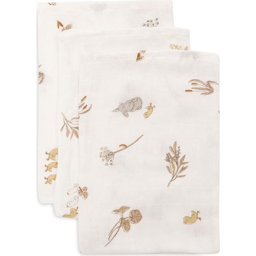 Jollein - Lot de 3 gants de toilette en gaze de coton Riverside