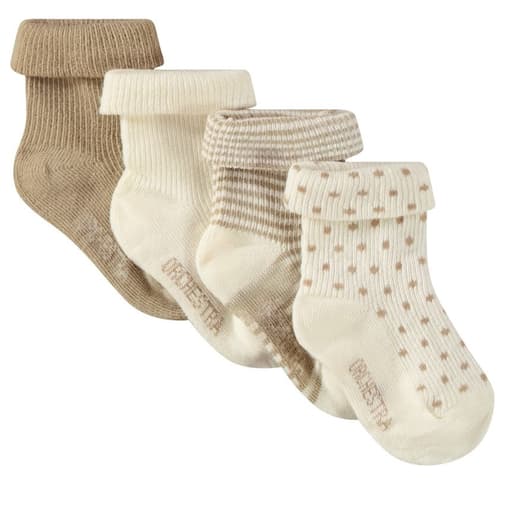 Orchestra - Lot de 4 paires de chaussettes retroussables pour bébé