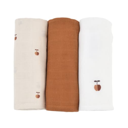 Little Crevette - Lot de 3 langes gaze de coton bio sable - Little Crevette
