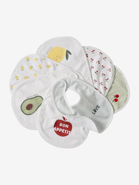 Vertbaudet - Lot de 7 bavoirs naissance en coton bio* vertbaudet multicolore - Vertbaudet