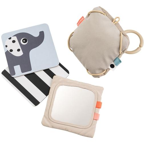 Done by deer - Support avec cartes de motifs contrastés Deer friends Sable