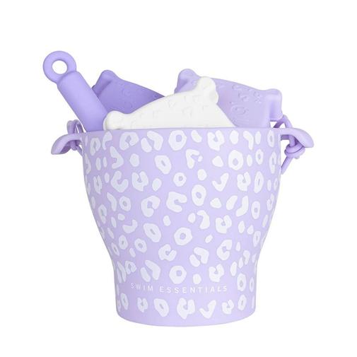 Swim Essentials - Seau de plage avec pelle et 3 moules en silicone Léopard lilas - Violet