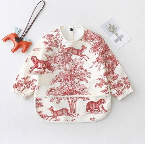 Maison Pioline - Tablier-bavoir, "L'amore", couleur brique, inspiration toile de jouy