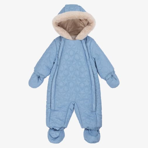 Mayoral Newborn - Baby Boys Blue Quilted Snowsuit