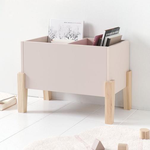Petite Amélie - Petite Amélie | Bac à livres et rangement enfant | Ciel | Blanc et bois | 53x38x31,5 cm