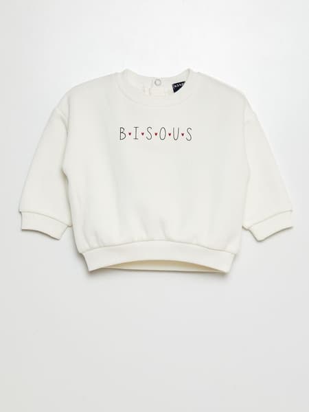 KIABI - Sweat en molleton blanc bisous - Taille 3 Mois