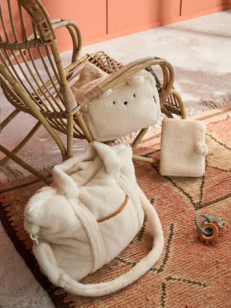 Vertbaudet - Trousse de toilette en sherpa Ourson PETIT NOMADE ivoire