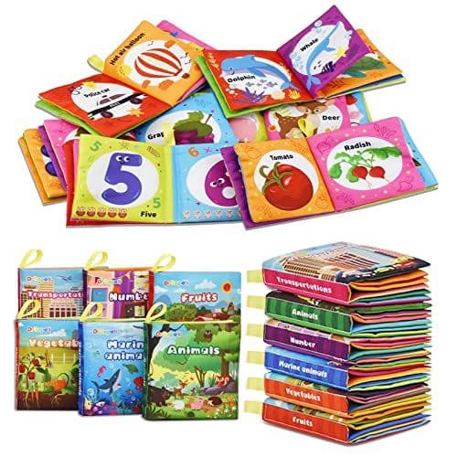 Dr.Rapeti - Dr.Rapeti Lot de 6 Livre Bebe en Tissu Doux, Livres D'éveil, Livres en Tissu Doux pour bébé, Jouet Educatif Sonore Book, Bebe Livre Sensoriel pour Enfants Bambin Bébé(Anglais)