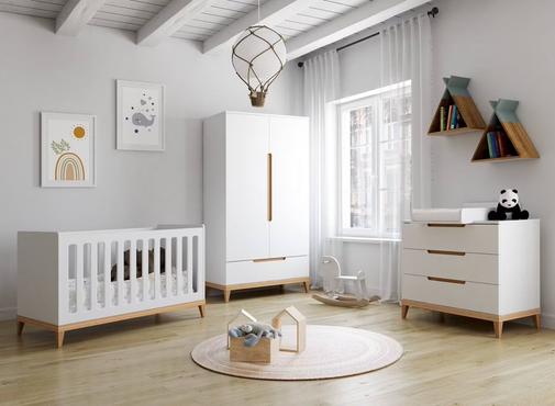 Chambrekids - Chambre Bébé Complète Evidence Blanc /hêtre