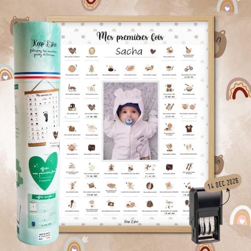Keep love - Cadre affiche mes premières fois ourson