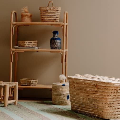 HYDILE - Grand coffre de rangement en feuille de palmier 35x60x35