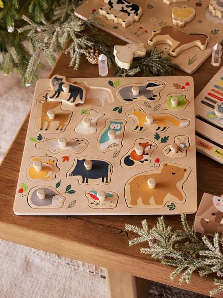 Vertbaudet - Puzzle bouton Forêt en bois FSC® multicolore