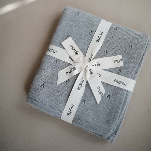 Mushie - Couverture Pointelle En Coton Bio Gris