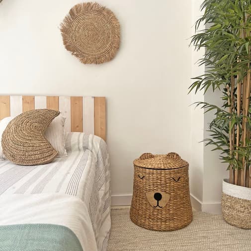 NATYAL - Panier de rangement en forme d'ours pour enfants avec couvercle D.46cm