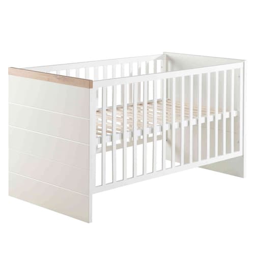 roba - Lit bébé évolutif 70x140 en bois blanc et décor chêne