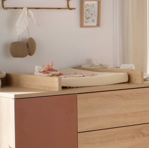 Sauthon - Matelas à langer + housse + serviette housse élastique uni Vanilla