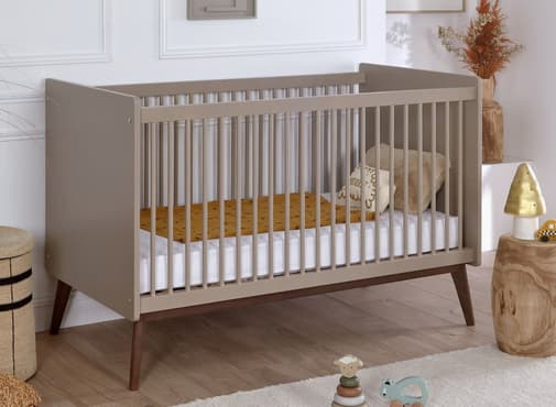 Nateo Concept - Lit bébé évolutif 70x140 Argile et Noyer