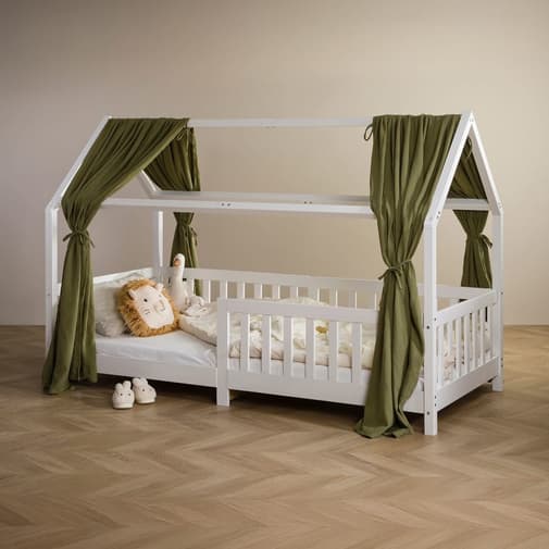 IDIMEX - Rideaux de lit enfant en mousseline de coton, vert