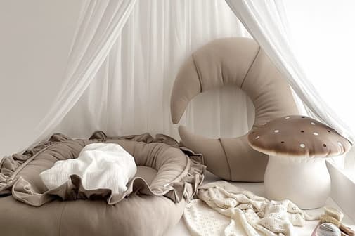 Mon Lit Cabane - - Coussin d'Allaitement Croissant Cappuccino - Marron