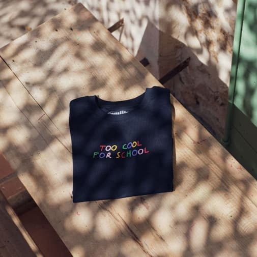 Affaire De Famille - T-shirt Too Cool For School - Navy - Affaire De Famille - 6 mois - Bleu marine - Coton Biologique - Bleu marine - 6 mois - Coton Biologique