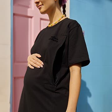 Tajinebanane - Robe d'Allaitement Tee Noir - M