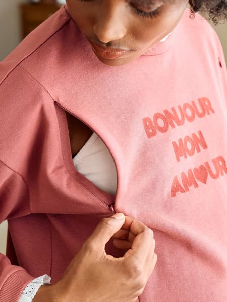 Vertbaudet - Sweat de grossesse et d'allaitement vieux rose