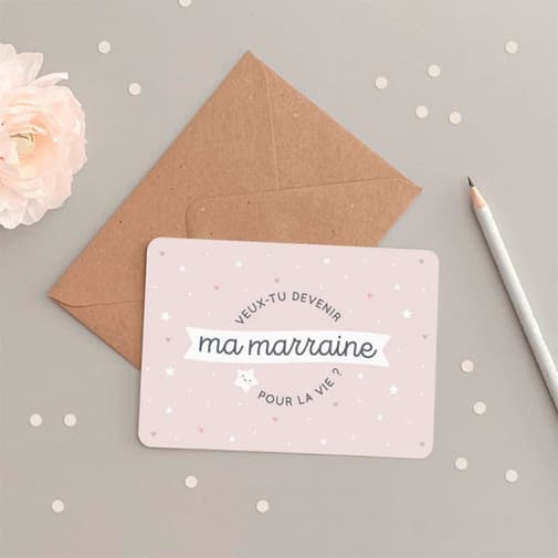 Zü - Carte demande Veux-tu devenir ma marraine