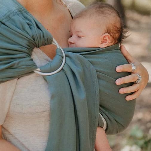 NéoBulle - Echarpe de portage Sling sans noeud tissé en coton bio vert eucalyptus