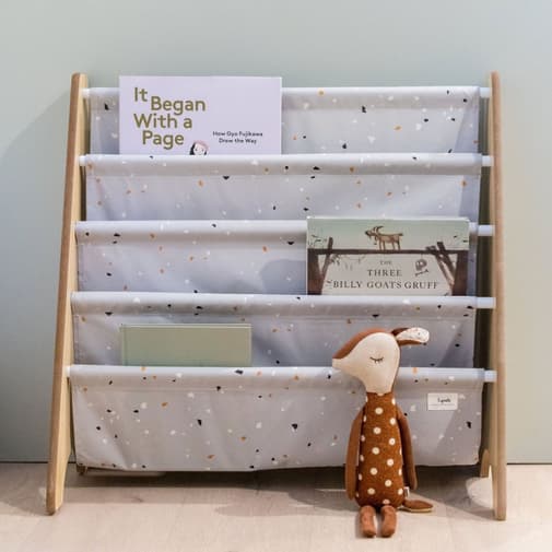 3 sprouts - Bibliothèque en tissu recyclé Terrazzo gris clair