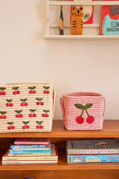 Rice - Rice - Panier de rangement en raphia Cerise
