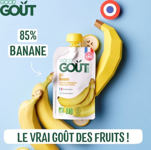 Good Goût - GOOD GOUT Pack de 4 Gourdes Banane - Purée Bébé 85g - Dès 4 mois