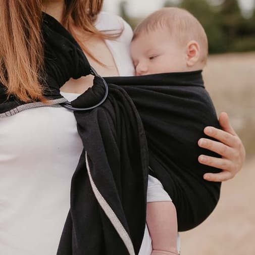 NéoBulle - Echarpe de portage Sling sans noeud tissé en coton bio noir