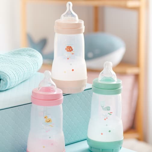 MAM - 2 biberons Easy Start anti-colique 260ml Menthe+Coton Tétine débit 2