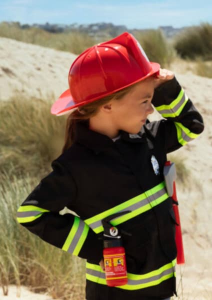 Pioupiou Et Merveilles - Déguisement Nyc Fire Figther Noir, Rouge