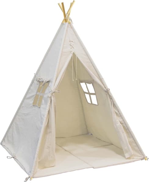 Sunny - Tipi avec plancher en coton, crème, 120x120 cm