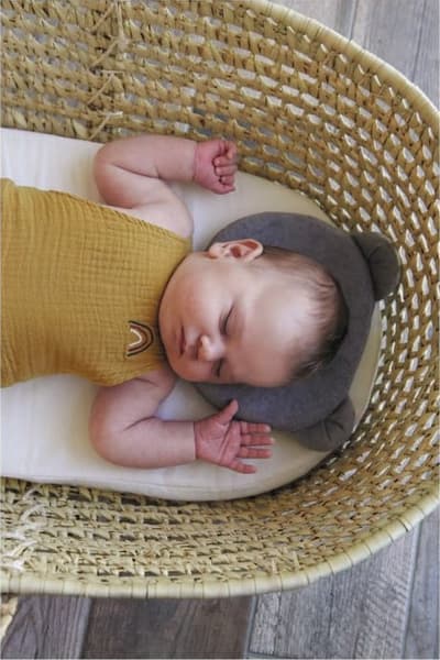 Candide - Coussin Cale Tête Bébé P'tit Panda Gris Foncé