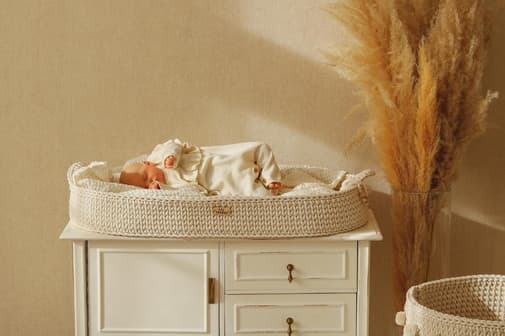 Mon Lit Cabane - - Panier à Langer Crochet avec Matelas - Naturel - Naturel