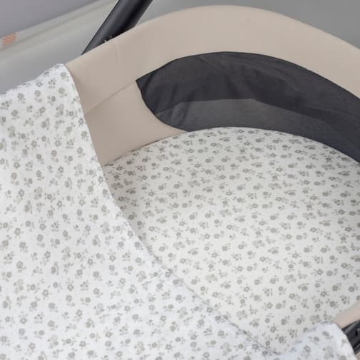 Pasito a pasito - Drap housse pour nacelle et Lange Little Bloom Fleurs Gris