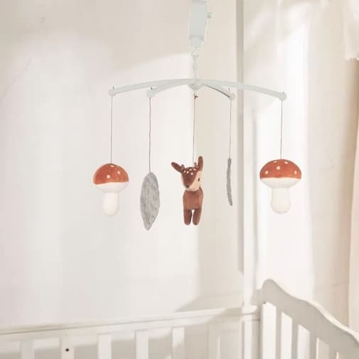 Maisons du Monde - Mobile musical bébé champignons, feuilles et faon multicolores
