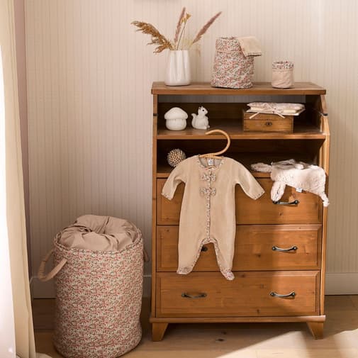 Bb&Co - Pyjama hiver en velours beige et nœuds liberty (1 mois)