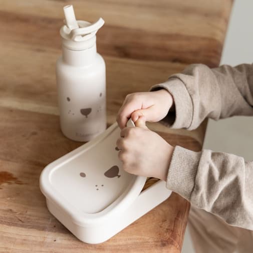 Kidzroom - Lunch box 3 compartiments en silicone Ourson sable