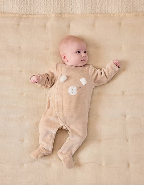 Noukie's - Pyjama en velours beige brodé – Orso