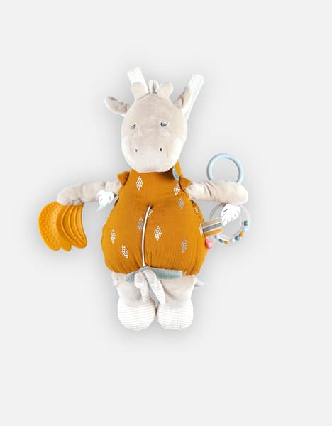 Noukie's - Peluche d'activités Girafe en veloudoux 40 cm - Orange