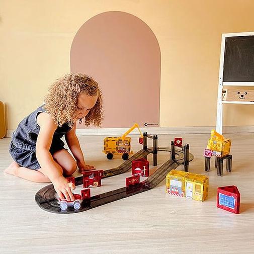 Cleverclixx - Kit de 48 Tuiles Aimantées Chantier de Construction