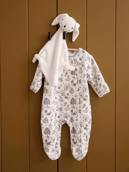 Vertbaudet - Coffret naissance pyjama bébé et doudou en velours écru