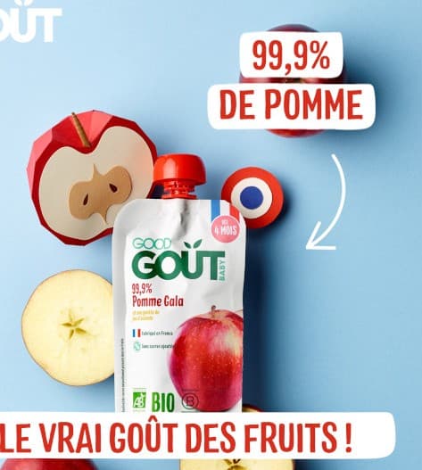Good Goût - GOOD GOUT Pack de 4 Gourdes Pomme Gala - Purée Bébé 85g - Dès 4 mois