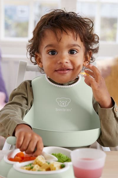 BabyBjörn - Bavoir, lot de 2 - Gris/Vert pastel