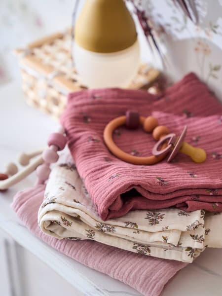 Vertbaudet - Lot de 3 langes en gaze de coton GRENIER bois de rose